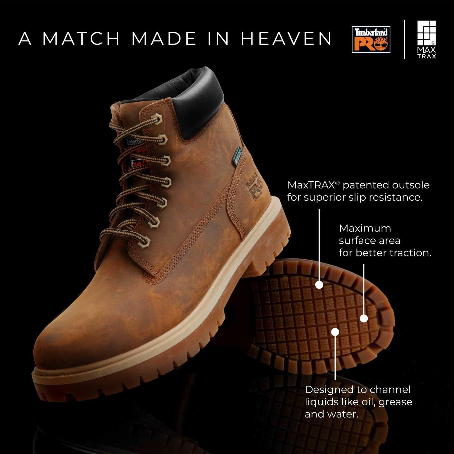 Timberland PRO 6IN Direct Attach Men's Steel Toe MaxTrax Slip-Resistant Work Boot